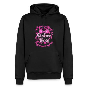 Octobre Rose | Lutte contre le cancer du sein - Sweat à capuche Premium bio Homme - noir - Devant - Nico (187cm)