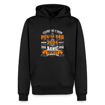 Legends were born in novembre 2024 - Sweat à capuche Premium bio Homme - noir - Devant - Nico (187cm)