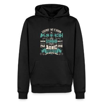 March 1988 | birthday gift - Sweat à capuche Premium bio Homme - noir - Devant - Nico (187cm)