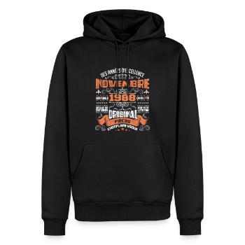 Novembre 1988 - Sweat à capuche Premium bio Homme - noir - Devant - Nico (187cm)