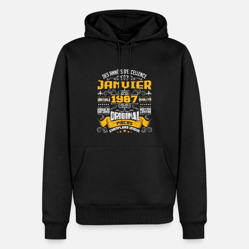 JANVIER 1987 | ORIGINAL PIÈCES - Sweat à capuche Premium bio Homme - noir