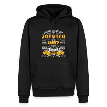 JANVIER 1997 | ORIGINAL PIÈCES - Sweat à capuche Premium bio Homme - noir - Devant - Nico (187cm)