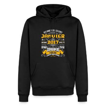 JANVIER 2017 | ORIGINAL PIÈCES - Sweat à capuche Premium bio Homme - noir - Devant - Nico (187cm)
