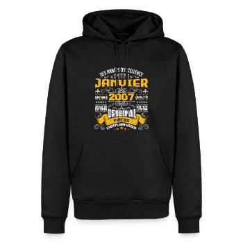 JANVIER 2007 | ORIGINAL PIÈCES - Sweat à capuche Premium bio Homme - noir - Devant - Nico (187cm)
