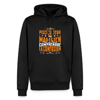 Je Suis Pisciculteur Pas Magicien - Sweat à capuche Premium bio Homme - noir - Devant - Nico (187cm)