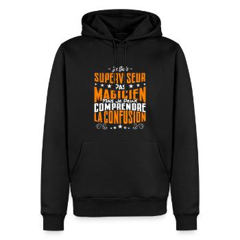 Je Suis Superviseur Pas Magicien - Sweat à capuche Premium bio Homme - noir - Devant - Nico (187cm)