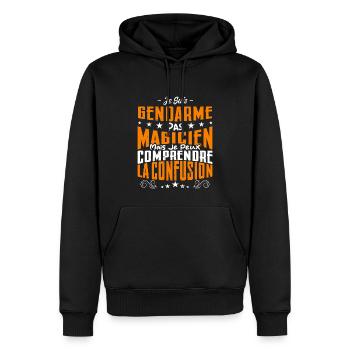 Je Suis Gendarme Pas Magicien - Sweat à capuche Premium bio Homme - noir - Devant - Nico (187cm)