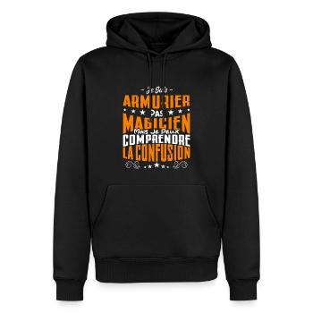 Je Suis Armurier Pas Magicien - Sweat à capuche Premium bio Homme - noir - Devant - Nico (187cm)