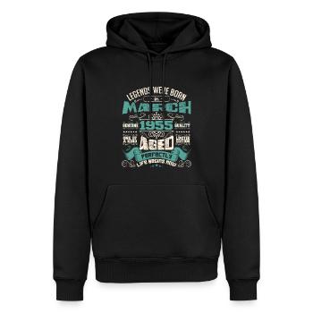 März 1955 | Geburtstagsgeschenk - Männer Premium Bio Hoodie - Schwarz - Vorne - Nico (187cm)