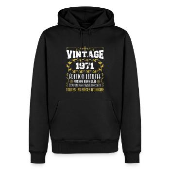 vintage 1971 | Toutes Les Pièces D'origine - Sweat à capuche Premium bio Homme - noir - Devant - Nico (187cm)