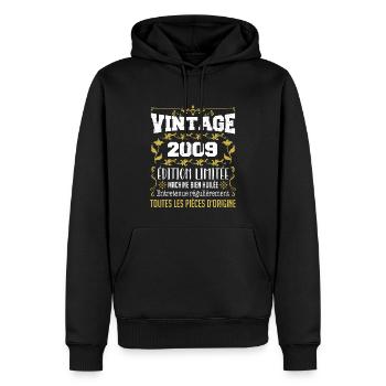 vintage 2009 | Toutes Les Pièces D'origine - Sweat à capuche Premium bio Homme - noir - Devant - Nico (187cm)