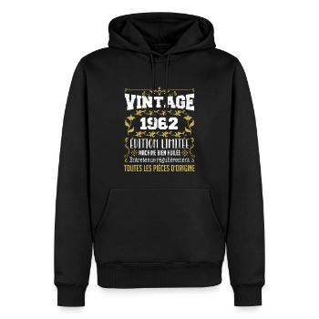 vintage 1962 | Toutes Les Pièces D'origine - Sweat à capuche Premium bio Homme - noir - Devant - Nico (187cm)