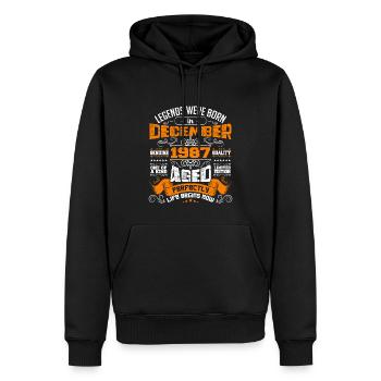 Legends were born in December 1987 | gift - Sweat à capuche Premium bio Homme - noir - Devant - Nico (187cm)