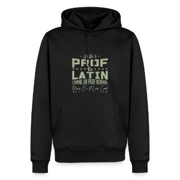 Professeur de latin | cadeau - Sweat à capuche Premium bio Homme - noir - Devant - Nico (187cm)