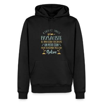 Paysagiste et jardinier cadeau humour - Sweat à capuche Premium bio Homme - noir - Devant - Nico (187cm)