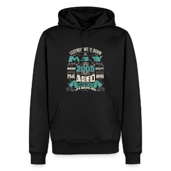 Legends were born in May 2005 | Limited Edition - Sweat à capuche Premium bio Homme - noir - Devant - Nico (187cm)