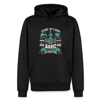 Legends were born in May 1953 | Limited Edition - Sweat à capuche Premium bio Homme - noir - Devant - Nico (187cm)