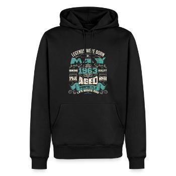 Legends were born in May 1963 | Limited Edition - Sweat à capuche Premium bio Homme - noir - Devant - Nico (187cm)