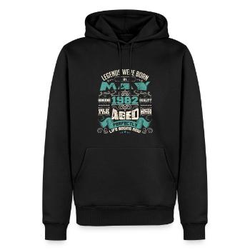 Legends were born in May 1982 | Limited Edition - Sweat à capuche Premium bio Homme - noir - Devant - Nico (187cm)