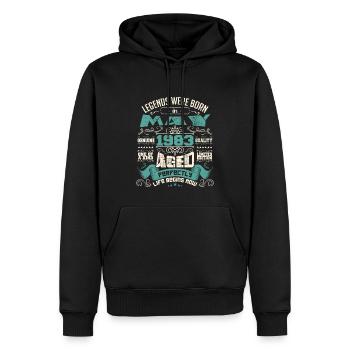 Legends were born in May 1983 | Limited Edition - Sweat à capuche Premium bio Homme - noir - Devant - Nico (187cm)