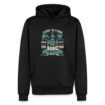 Legends were born in May 2014 | Limited Edition - Sweat à capuche Premium bio Homme - noir - Devant - Nico (187cm)