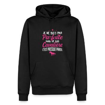 Pas Parfaite mais Cavalière | Humour Femme - Sweat à capuche Premium bio Homme - noir - Devant - Nico (187cm)