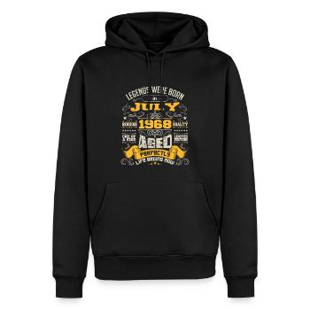 Legends wurden im Juli 1968 geboren | Perfekt gealtert - Männer Premium Bio Hoodie - Schwarz - Vorne - Nico (187cm)