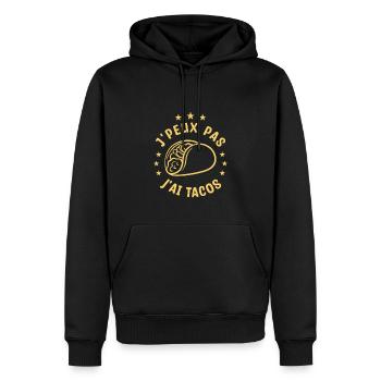 je peux pas j'ai tacos - Sweat à capuche Premium bio Homme - noir - Devant - Nico (187cm)