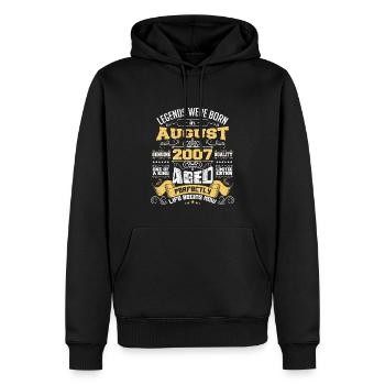 Legends were born in August 2007 | Aged Perfectly - Men’s Premium Organic Hoodie - black - Front - Nico (187cm)