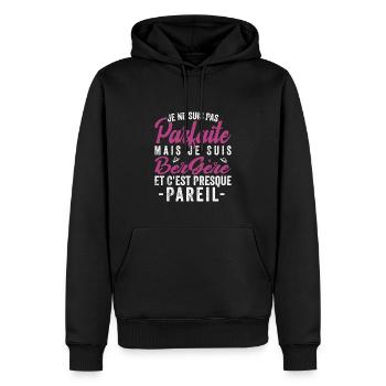 Je Ne Suis Pas Parfaite Mais Je Suis bergère - Sweat à capuche Premium bio Homme - noir - Devant - Nico (187cm)