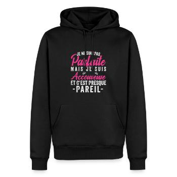 Je Ne Suis Pas Parfaite Mais Je Suis accouveuse - Sweat à capuche Premium bio Homme - noir - Devant - Nico (187cm)