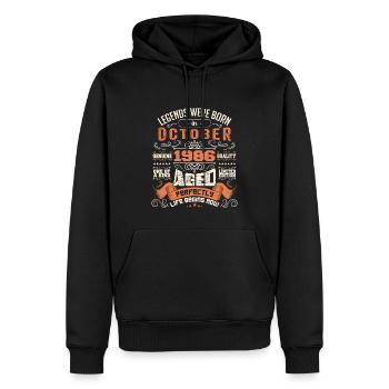 legends were born in October 1986, Limited Edition - Sweat à capuche Premium bio Homme - noir - Devant - Nico (187cm)