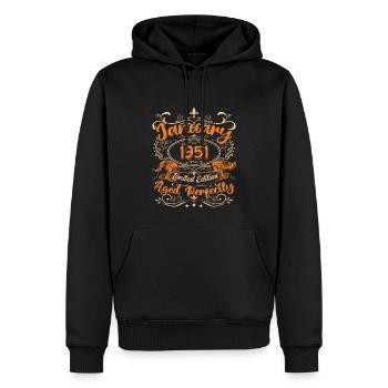 January 1951 | Aged Perfectly | Limited Edition - Sweat à capuche Premium bio Homme - noir - Devant - Nico (187cm)