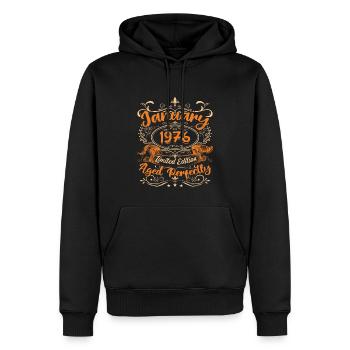 Januar 1976 | Perfekt gealtert | Limitierte Auflage - Männer Premium Bio Hoodie - Schwarz - Vorne - Nico (187cm)