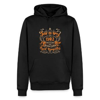 Januar 1982 | Perfekt gealtert | Limitierte Auflage - Männer Premium Bio Hoodie - Schwarz - Vorne - Nico (187cm)