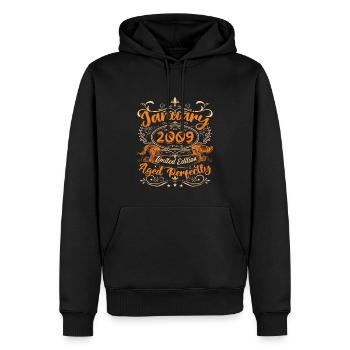 January 2009 | Aged Perfectly | Limited Edition - Sweat à capuche Premium bio Homme - noir - Devant - Nico (187cm)