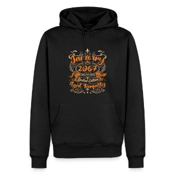 Januar 2007 | Perfekt gealtert | Limitierte Auflage - Männer Premium Bio Hoodie - Schwarz - Vorne - Nico (187cm)
