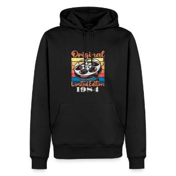 Édition Originale Limitée De 1984 - Sweat à capuche Premium bio Homme - noir - Devant - Nico (187cm)
