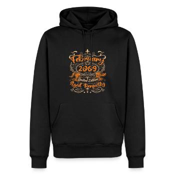 Februar 2009 | Perfekt gealtert - Männer Premium Bio Hoodie - Schwarz - Vorne - Nico (187cm)