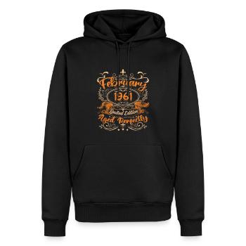Februar 1961 | Perfekt gealtert - Männer Premium Bio Hoodie - Schwarz - Vorne - Nico (187cm)