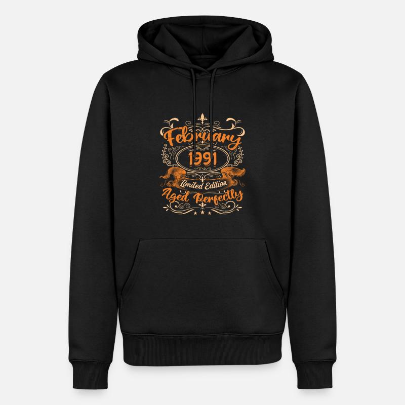 February 1991 | Aged Perfectly - Sweat à capuche Premium bio Homme - noir