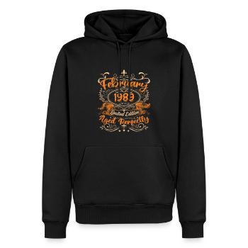 Februar 1989 | Perfekt gealtert - Männer Premium Bio Hoodie - Schwarz - Vorne - Nico (187cm)