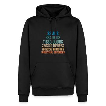 32 Ans Anniversaire - cadeau d'anniversaire - Sweat à capuche Premium bio Homme - noir - Devant - Nico (187cm)