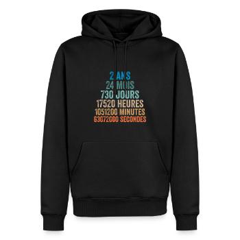 2 Ans Anniversaire - cadeau d'anniversaire - Sweat à capuche Premium bio Homme - noir - Devant - Nico (187cm)