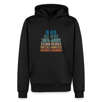 38 Ans Anniversaire - cadeau d'anniversaire - Sweat à capuche Premium bio Homme - noir - Devant - Nico (187cm)