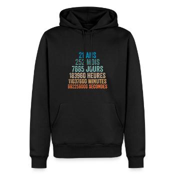 21 Ans Anniversaire - cadeau d'anniversaire - Sweat à capuche Premium bio Homme - noir - Devant - Nico (187cm)