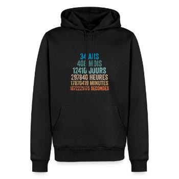 34 Ans Anniversaire - cadeau d'anniversaire - Sweat à capuche Premium bio Homme - noir - Devant - Nico (187cm)