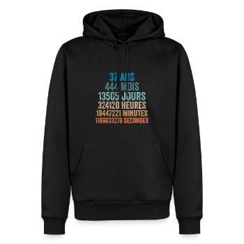 37 Ans Anniversaire - cadeau d'anniversaire - Sweat à capuche Premium bio Homme - noir - Devant - Nico (187cm)