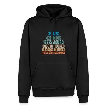 35 Ans Anniversaire - cadeau d'anniversaire - Sweat à capuche Premium bio Homme - noir - Devant - Nico (187cm)