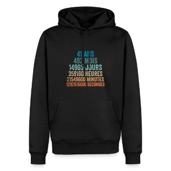 41 Ans Anniversaire - cadeau d'anniversaire - Sweat à capuche Premium bio Homme - noir - Devant - Nico (187cm)